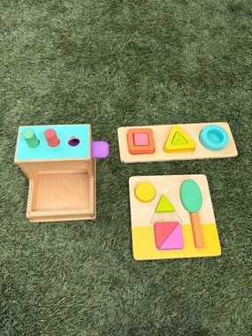 Lovevery Peg Drop Wooden Shape Sorting Toy & Puzzles- Colorful Kids Learning Toy